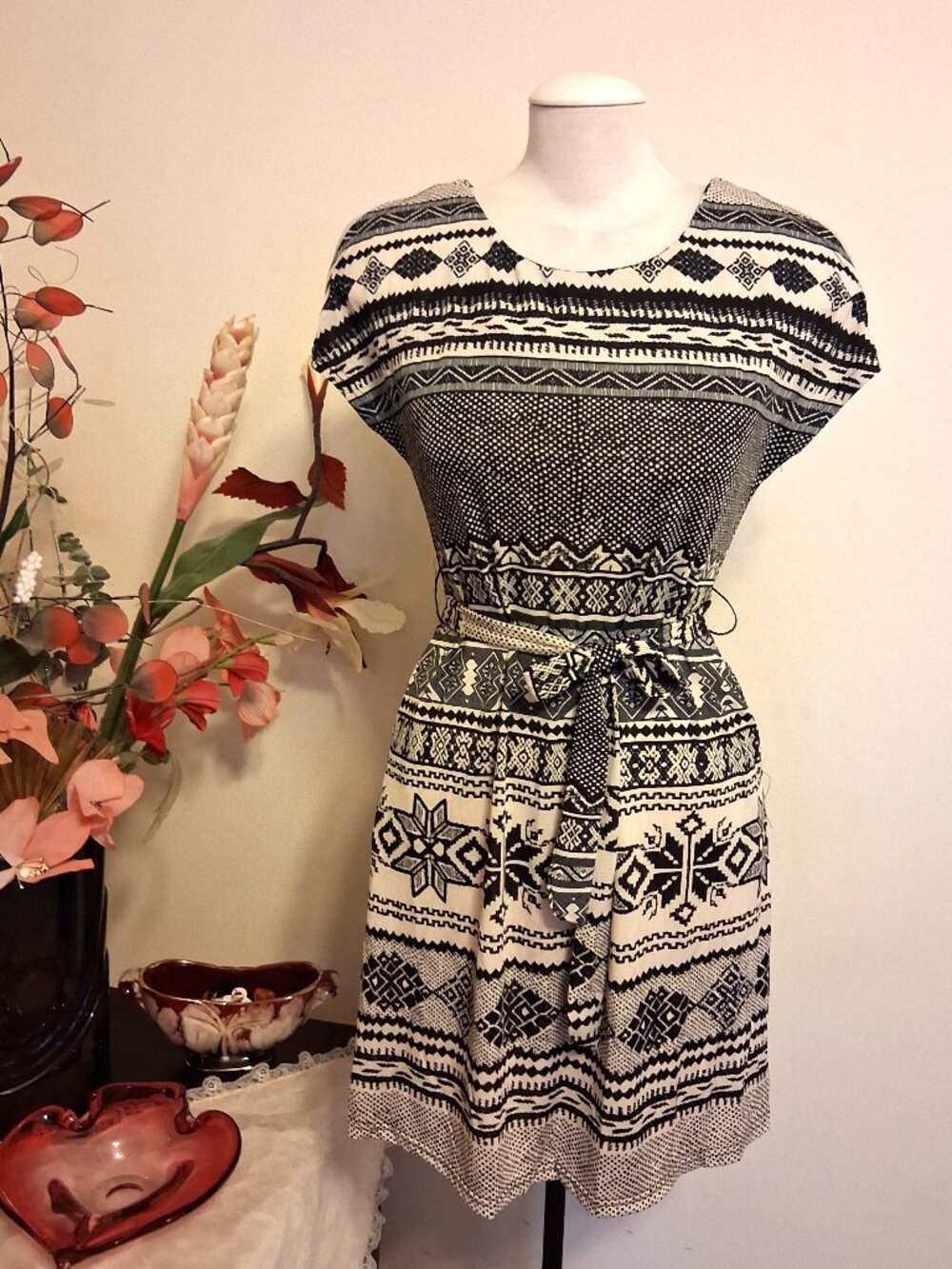 NWOT Papillon Unique Printed Summer Dress Casual Cap Sleeve Sundresses 10